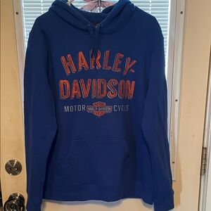 Harley-Davidson Royal Blue hooded Sweatshirt with Orange Logo